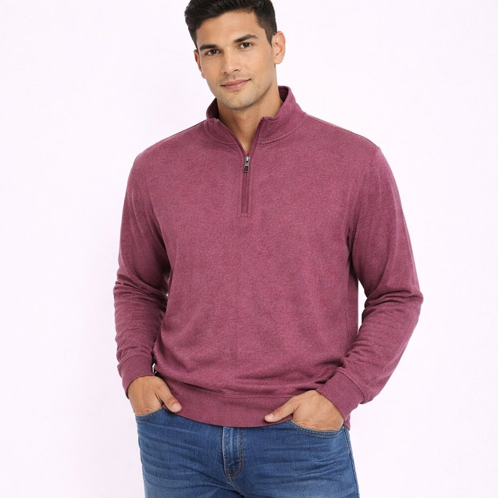 Croft & Barrow Extra Soft Fig Heathered 1/4 Zip Fleece Comfy Cozy Fall Winter